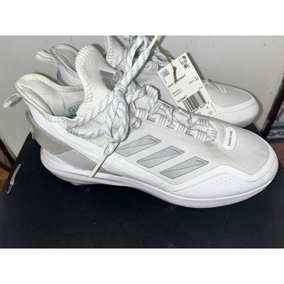 adidas Icon 7 BOOST Baseball Metal Cleats White Silver S23847 Men's Size 7 - Picture 10 of 12